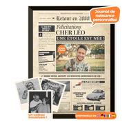 Journal d’anniversaire 2000 - affiche personnalisée avec photo, nom et message - cadeau original 25 ans homme femme - style vintage avec cadre en option - affiche rétro souvenir inoubliable