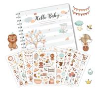 Journal de croissance personnel, cadeau de naissance, journal doux pour bébé avec kit d'autocollants, boîte à souvenirs pour nouveau-né, album de bébé Mon première année (colonie)