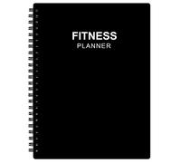 Journal de fitness pour homme et femme - Journal d'entraînement A5 pour suivre la perte de poids, la gym, les progrès de musculation, suivi quotidien de santé et de bien-être, noir, 14,8 x 21 cm