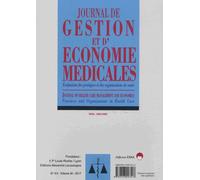Journal De Gestion Et D'économie Médicales Volume 35 N°4-5, 2017