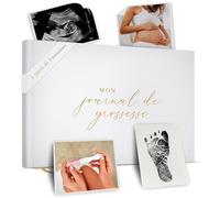 Journal de Grossesse à Offrir - Livre Grossesse de Luxe pour Futures Mamans - Carnet de Grossesse comprend Calendrier, Scrapbook, Check-list, Organisateur et Livre de Naissance Souvenirs (Doré)