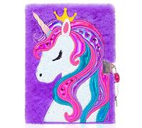 Journal de la licorne avec serrure et clés, Journal de la licorne magique pour enfants, Journal secret en peluche ligné 160 pages pour écrire et dessiner, Cadeaux de la licorne pour les filles