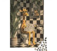 Journal de Lecture de Giraffe 1000 Pièce Stock De Cartes Premium Puzzle De Bricolage Adolescents Fans 12-18 Ans Défi du Jeu Éducatif Soulagement du Stress Décoration 70x50cm/1000pcs