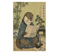 Journal de Lecture de Loutre Puzzle 1000 Pièces en Bois, Jeu de Logique | Bibliothèque, Lecteur de journaux animaliers, Illustration Botanique, Fabrication en Bois, Défi Difficile, Puzzle Familial