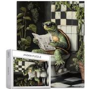 Journal de lecture de tortue, puzzle de 1000 pièces pour adultes, tortue sur toilettes, puzzle artistique, puzzles colorés DIY pour la décoration de la maison, cadeaux, puzzle familial, parfait pour
