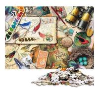 Journal de l'observation des Oiseaux Puzzles en Bois pour Adultes 1000 Pièces Jeux Éducatifs Décoration Intérieure Cadeaux d'anniversaire pour Jeu De Défi Familial Stress Relief Toy 1000pcs (75x50cm)