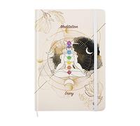 Journal de méditation chakra avec couverture rigide en cuir | 120 g/m² - Journal de chakra - Journal de yoga spirituel à spirale