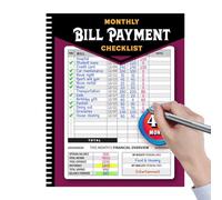 Journal de paiement des factures, liste de contrôle du paiement des factures - Organisateur d'argent pour la gestion du budget mensuel familial,Carnet de Suivi pour mari, femme