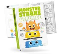 Journal de sentiments pour enfants à partir de 5 ans - 120 jours avec des questions, des énigmes et des images à colorier changeantes - Avec 30 monstres émotionnels et 12 jeux audio (environ 120 min