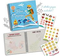 Journal de voyage 5 secondes - Couverture rigide Bon Voyage Edition pour se souvenir et enregistrer tous les souvenirs et photos de votre voyage avec ce livre de souvenirs et album photo - Autocollants sur le thème du voyage inclus