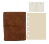 Journal de voyage M5 en cuir moka, couverture en cuir de mouton, classeur à six anneaux avec insert calendrier 2025 et 50 feuilles de papier respectueux des yeux, compact et élégant pour la