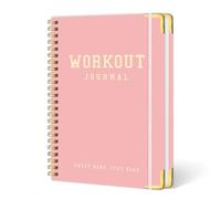 Journal d'entraînement pour homme et femme, format A5 (15 x 24 cm) pour suivi des entraînements à la salle de sport et à domicile, suivi des progrès - avec bords arrondis en métal, rose