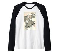 Journal d'horreur Japonais Vintage Loup Yokai Demon Ukiyo Manche Raglan