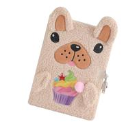 Journal en peluche avec serrure et clé - Journal de chiot en peluchee pour fille, journall de chien en peluch mignon, journa secret avec serrure, carnet en peluche pour chiot de crème glacée |