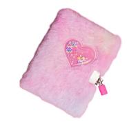 journal en peluche - Couverture en forme de cœur en peluche pour filles, carnet de notes lignées secrètes avec serrure, carnet de notes pour la maison, le dortoir, l'école, cadeau d'anniversaire