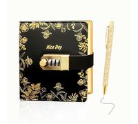 Journal intime avec cadenas, journal intime à combinaison pour filles de 8, 9, 10, 11, 12 et 13 ans, avec stylo à bille doré brillant, cadeau d'anniversaire pour filles, Cadeau pour Femmes