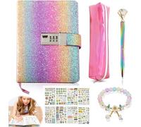 Journal Intime Avec Cadenas Pour Filles De 7 8 9 10 11 12 13 Ans,Journal Intime Avec Code Cadeaux De Noël Pour Adolescentes Ensemble De Papeterie Carnet Secret Trousse Stylo Bracelet Autocollant