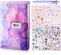 Journal Intime Avec Cadenas,Secret Diary Avec Serrure À Combinaison Pour Filles De 8,9,10,11,12,13,Avec Stylo Multicolore 6 En 1 Et 4 Autocollants,Cadeau D'anniversaire Pour Filles