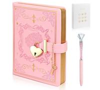 Journal intime avec serrure pour filles et femmes, carnet en cuir synthétique B6 avec verrouillage, journal intime pour filles, 288 pages à bord doré avec serrure, clés, stylo et boîte cadeau, journal