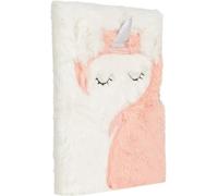 Journal Intime Blanc Peluche Licorne Corail-Journal avec Cadenas et clés pour Ses Secrets-Carnet de Notes pour Fille-Idée Cadeau pour Enfant,pour sa Fille