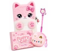 Journal intime chat avec serrure pour filles de 4 à 12 ans, carnet de notes | Stylo et porte-monnaie en forme de chat, boîte cadeau, cadeaux d'anniversaire pour enfants