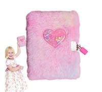 Journal intime en peluche mignon, journal secret des filles, Carnet de pages lignées de journal d’écriture, Journal d'écriture secret en forme de cœur en peluche pour filles âgées de 6 à 12 ans