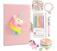 Journal Intime Fille Avec Cadenas, 64 Pièces Glitzer Cahier Set De Cadeau Licorne Fille, Carnet Secret Avec Écouteurs, 8 Paillettes Feutres, Autocollants, Papeterie Pour Enfants 6 7 8 9 Ans