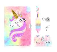 Journal Intime Fille Avec Cadenas,A5 Ensemble De Cahier De Licorne Licorne Ensemble De Carnet Secret En Peluche Comprend Une Licorne Trousse À Crayons Et Stylos De Couleur,Cadeau Pour Fille