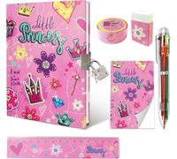 Journal Intime Fille Secret,Ensemble De Papeterie Enfant Comprend Princesse Carnet Secret Fille Avec Cadenas Bloc-Notes Gomme Taille-Crayon Règle & 6 Couleur Stylo Cahier Secret Cadeau Fille 6-10 Ans