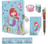 Journal Intime Fille Secret, Ensemble De Papeterie Enfant Comprend Sirène Carnet Secret Fille Avec Cadenas Bloc-Notes Gomme Taille-Crayon Règle & 6 Couleur Stylo Cahier Secret Cadeau Fille 6-10 Ans