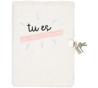 DRAEGER Paris - Journal Intime Blanc Peluche Tu ES la Meilleure- Journal avec Cadenas et clés pour Ses Secrets personnels - Carnet de Notes Cadeau à Offrir pour Fille, Femme