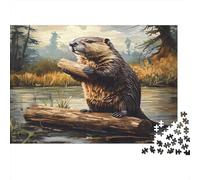 Journal Nourriture Castor Puzzle 1000 Pièces Adulte en Carton Épais Et Robuste, Puzzle Brain Training Puzzle pour Une Activité Fuzzle Après L'école, Passion Nature Et Faune 52x38