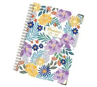 Journaux pour l'écriture - Carnet scolaire | Papier épais de juillet 2025 à juin 2026 à reliure à spirales avec motif floral pour journal, croquis, prise de notes, planification