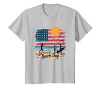 Journée à la Plage d'Old Glory T-Shirt, Enfant, Argent, 3 Ans