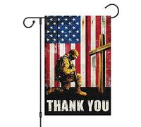 Journée Commémorative Patriotique Des Soldats Et Héros Américains : Merci Drapeau Résistant Aux Intempéries Drapeau De Jardin Couleurs Vives Garden Flag Pour Extérieur Célébrations Cour 30X45Cm