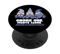 Journée de la Personne handicapée GNOME on se Bat Seul Bleu PopSockets PopGrip Adhésif