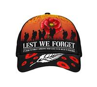 Journée De L'Anzac en Nouvelle-Zélande, N'Oublions Pas Unisexe Casquettes De Baseball Anti-Soleil Casquettes Snapback Décontracté Chapeau pour Golf Tennis Randonnée
