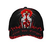 Journée De L'Anzac, N'Oublions Pas Papaver Black Homme Femme Casquette De Baseball Réglable Trucker Caps Anti UV Chapeau pour Sport Extérieur Golf