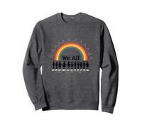 Journée de l'unité : Nous appartenons Tous, Arc-en-Ciel, diversité et Inclusion Sweatshirt, Unisexe pour Adultes, Chiné Foncé, M