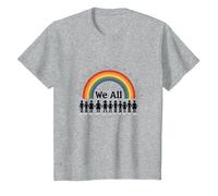 Journée de l'unité : Nous appartenons Tous, Arc-en-Ciel, diversité et Inclusion T-Shirt, Enfant, Gris Chiné, 3 Ans