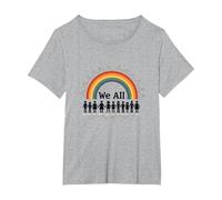 Journée de l'unité : Nous appartenons Tous, Arc-en-Ciel, diversité et Inclusion T-Shirt, Femme Grandes Tailles, Gris Chiné, 4X