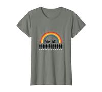 Journée de l'unité : Nous appartenons Tous, Arc-en-Ciel, diversité et Inclusion T-Shirt, Femme, Vert Kaki chiné, XL