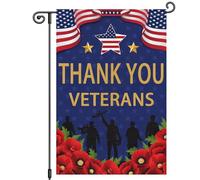 Journée Des Anciens Combattants : Merci Aux Anciens Combattants ! Fleur Rouge Patriotique ! Bienvenue Drapeau Solide Drapeau De Jardin Double Face Garden Flag Pour Cour Porche 30X45Cm
