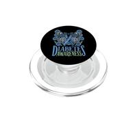 Journée du diabète - Ruban Bleu - Papillon - Guerrier du DT1 PopSockets PopGrip pour MagSafe
