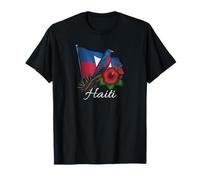 Journée du Drapeau D'Haïti Ayiti Fille Oiseau Haïtien Fleur T-Shirt