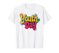 Journée Internationale de la Jeunesse Sun T-Shirt Graphique avec Valeur, Homme, Blanc, XL