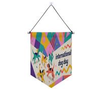 Journée internationale du chien avec bannière murale avec tige télescopique pour décoration intérieure et extérieure
