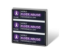 Journée mondiale de sensibilisation à la maltraitance des personnes âgées : insignes carrés, épinglettes, boutons émaillés, décorations de fête