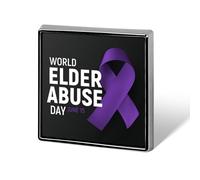 Journée mondiale de sensibilisation à la maltraitance des personnes âgées : insignes carrés, épinglettes, boutons émaillés, décorations de fête
