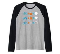 Journée Mondiale du vélo : équations Cyclistes Happy Love Peace Manche Raglan